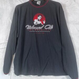 Platinum FUBU Men XXL Muhammad Ali Embroidered Long Sleeve Shirt Black Red 2000s